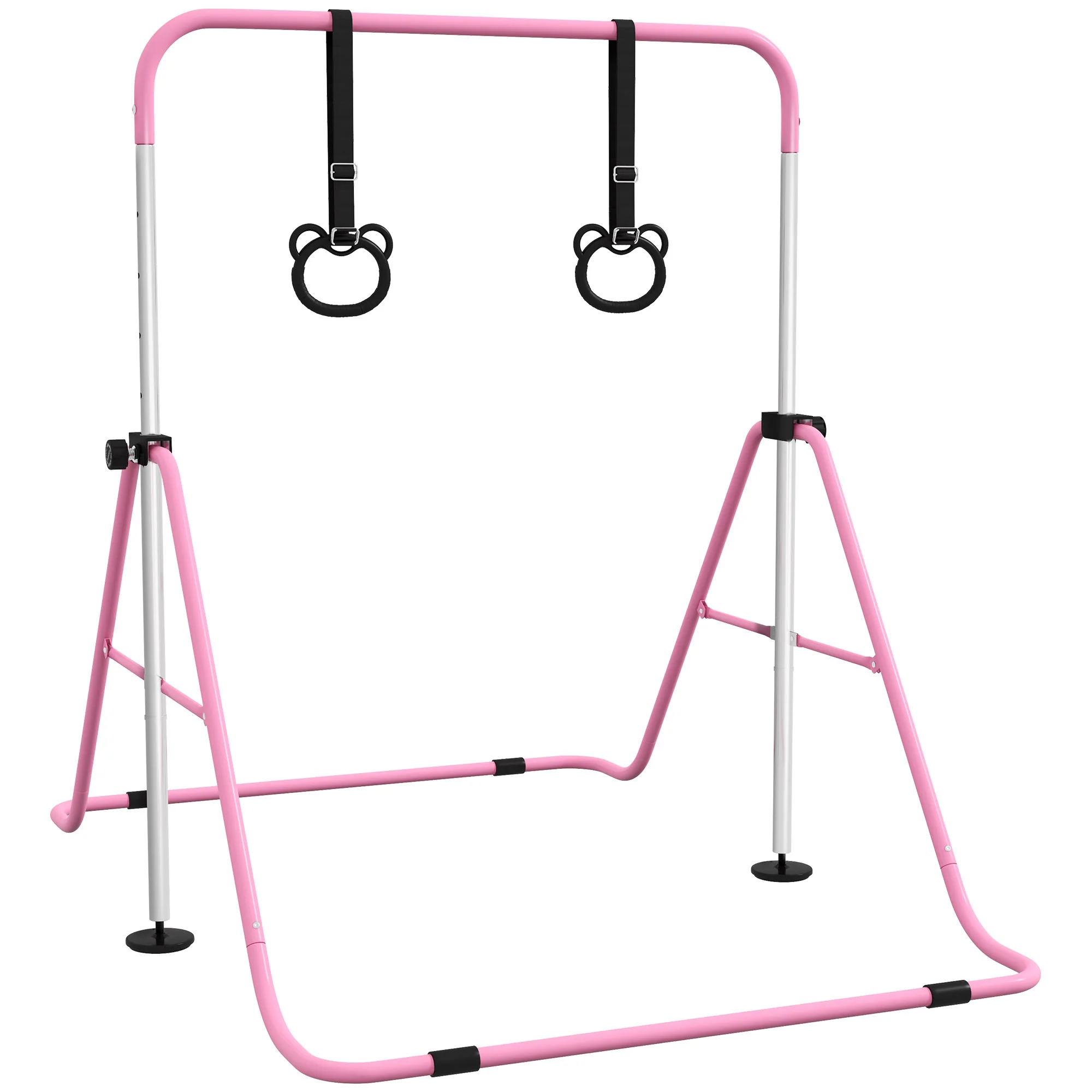 Homcom Barra De Gimnasia Para Niños Con Altura Ajustable En 5 Niveles Y Anillos