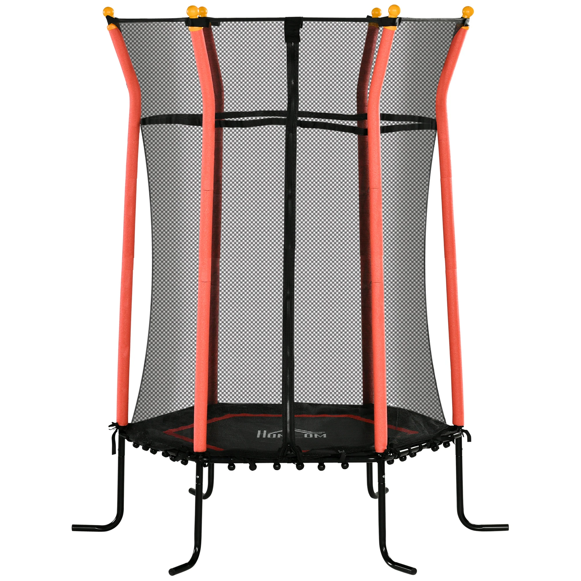 Homcom Cama Elástica Infantil De Jardín 122x111x190 Cm Carga 50 Kg Negro Y Rojo