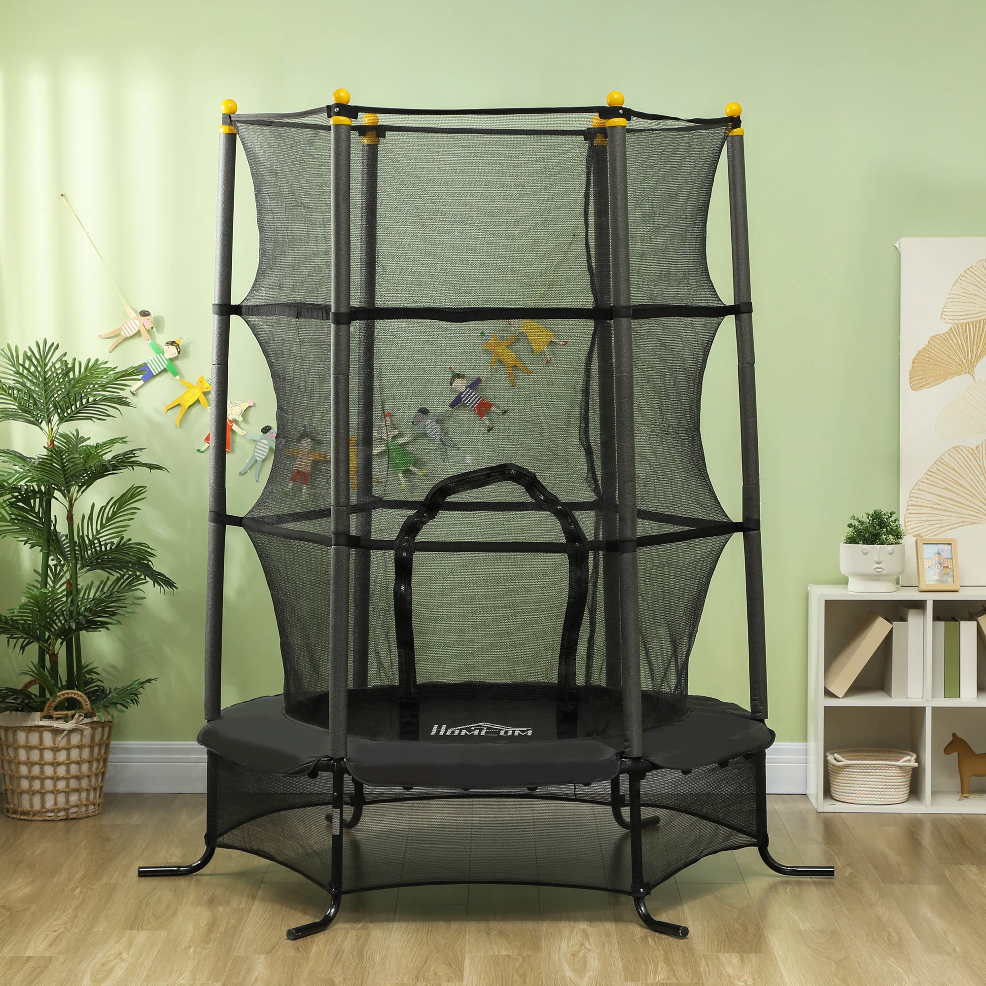 Homcom Cama Elástica Infantil Ø163 Cm Con Red De Seguridad Negro - Image 2