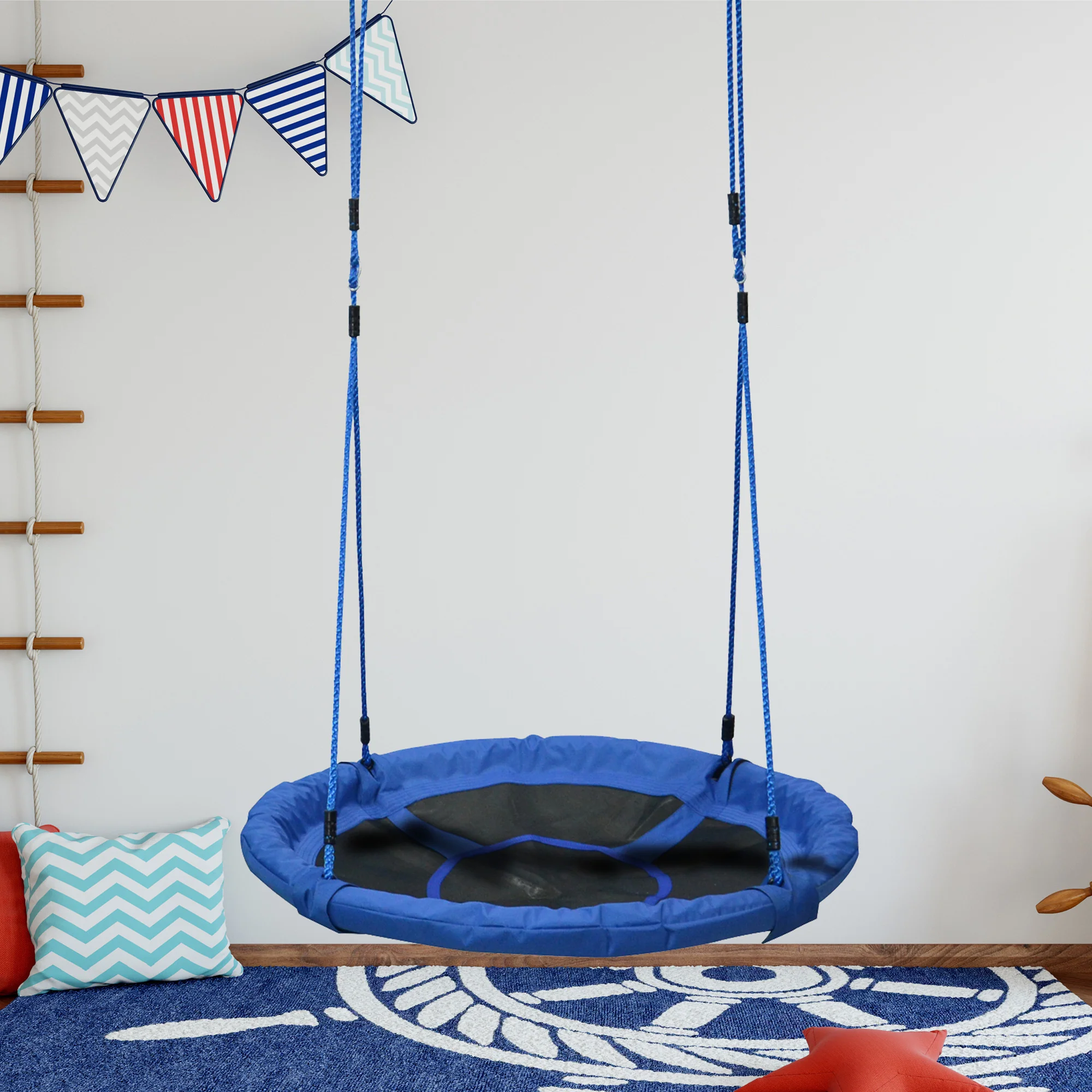 Homcom Columpio Nido Grande Infantil Desmontable Para Jardín Ø100x180 Cm Azul - Image 2