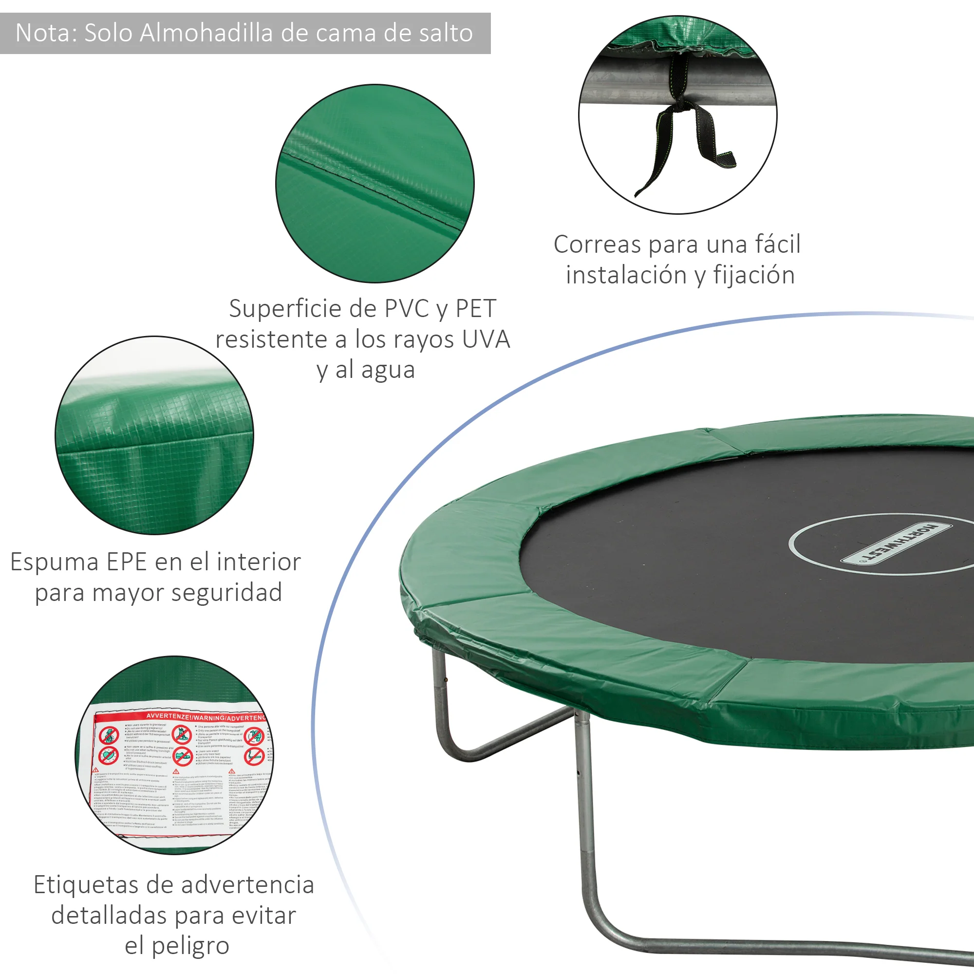 Homcom Cubierta Protectora Para Borde De Cama Elástica Trampolín Medidas - Image 6