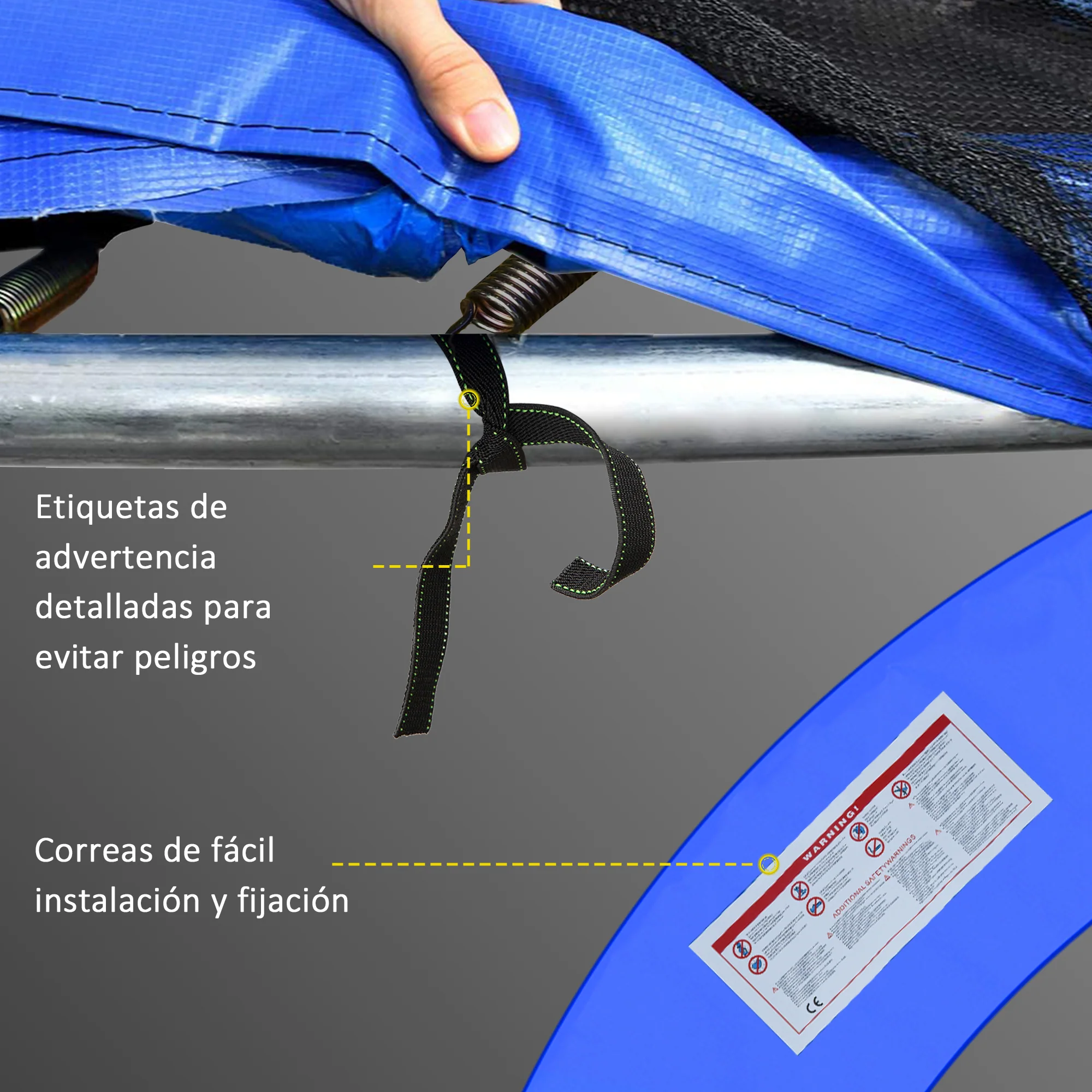 Homcom Cubierta Protectora Para Cama Elástica Trampolín Ø244 Cm Azul - Image 6