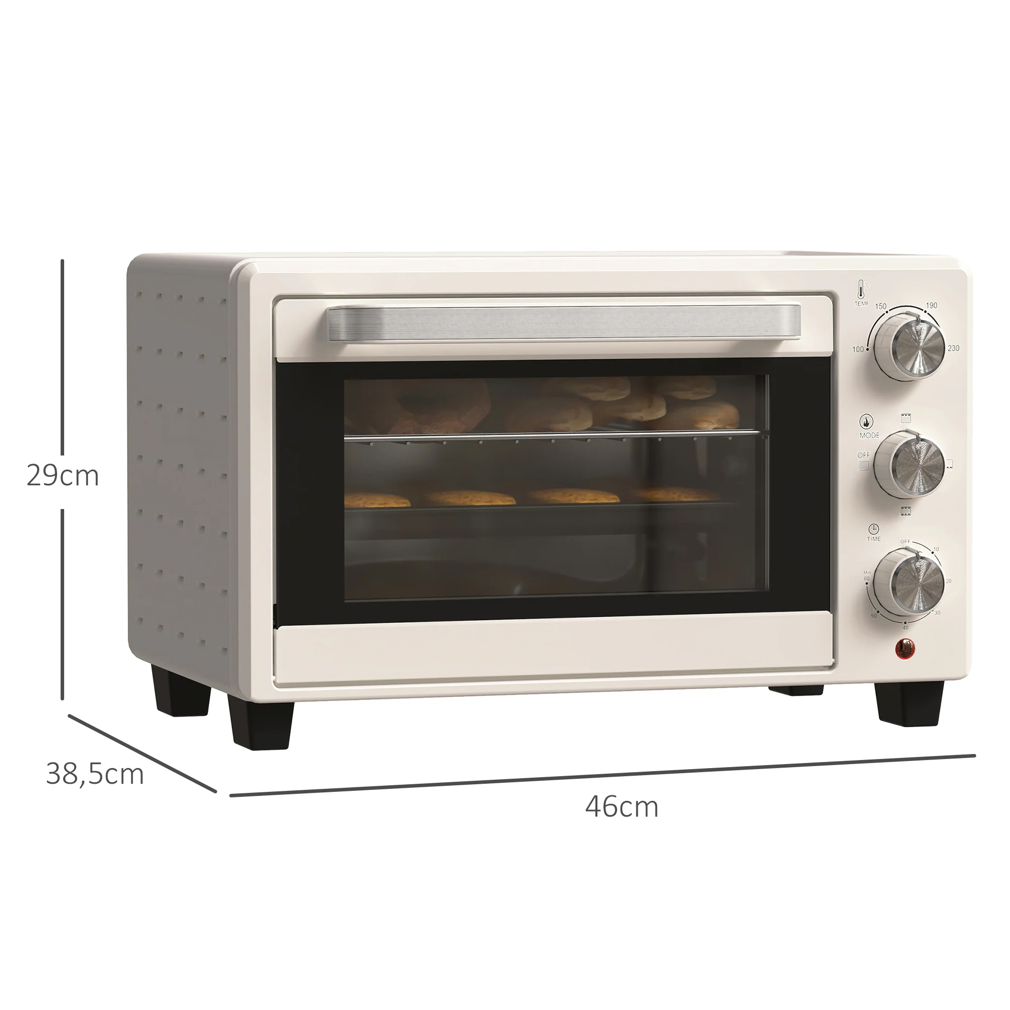 Homcom Horno Eléctrico De Sobremesa De 21l 1400w Con Temporizador Crema - Image 3