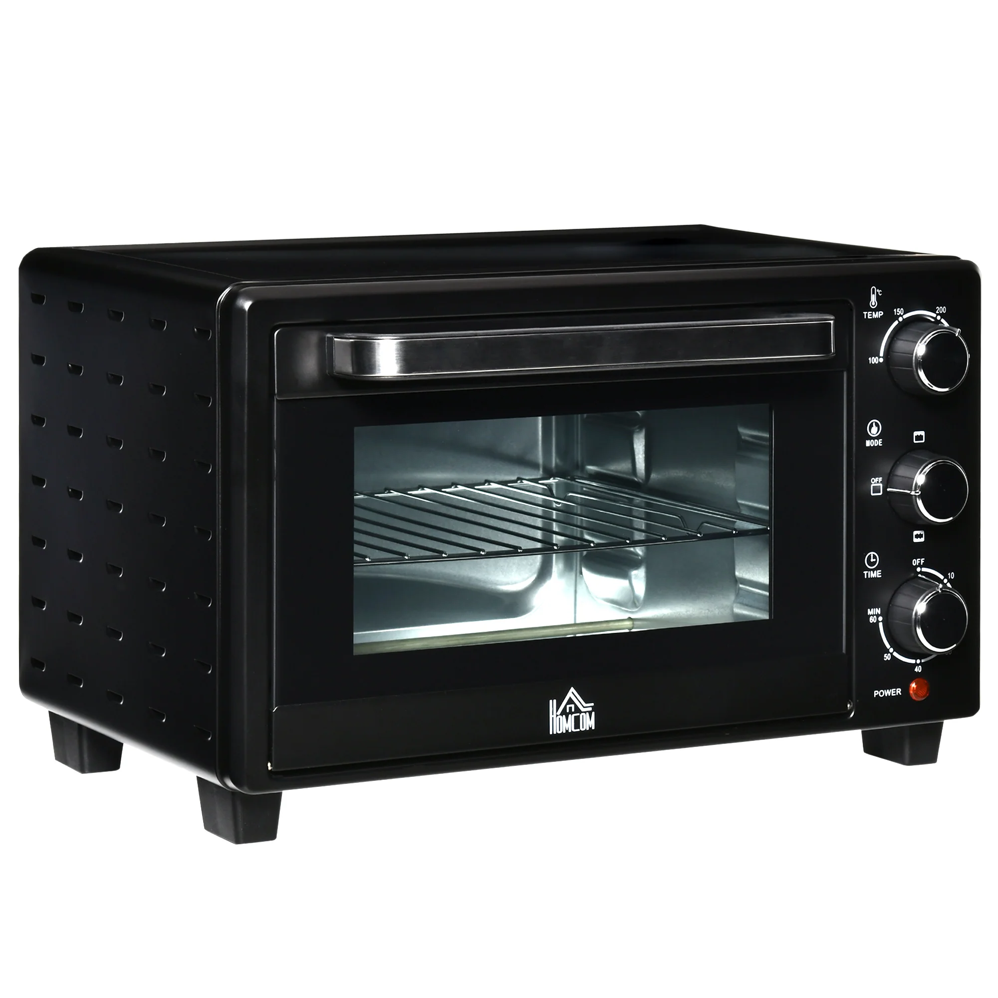 Homcom Horno Eléctrico De Sobremesa De 21l 1400w Con Temporizador Negro