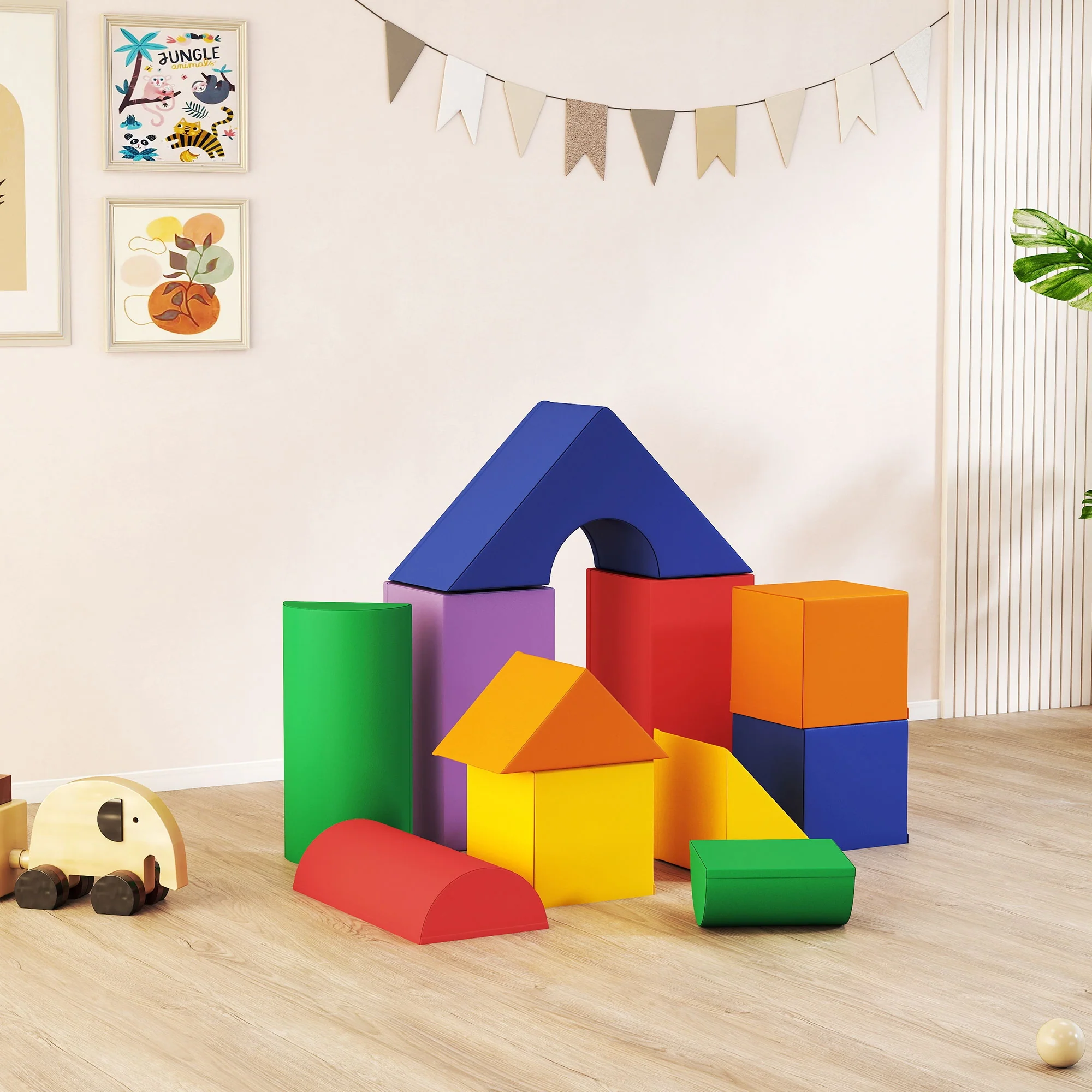 Homcom Juego De 11 Bloques De Espuma Para Niños Bloques Psicomotricidad - Image 2