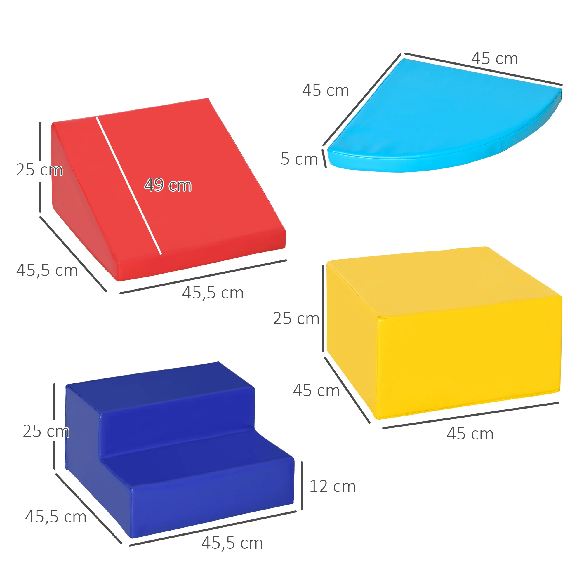 Homcom Juego De 4 Bloques Psicomotricidad Para Niños Multicolor - Image 3