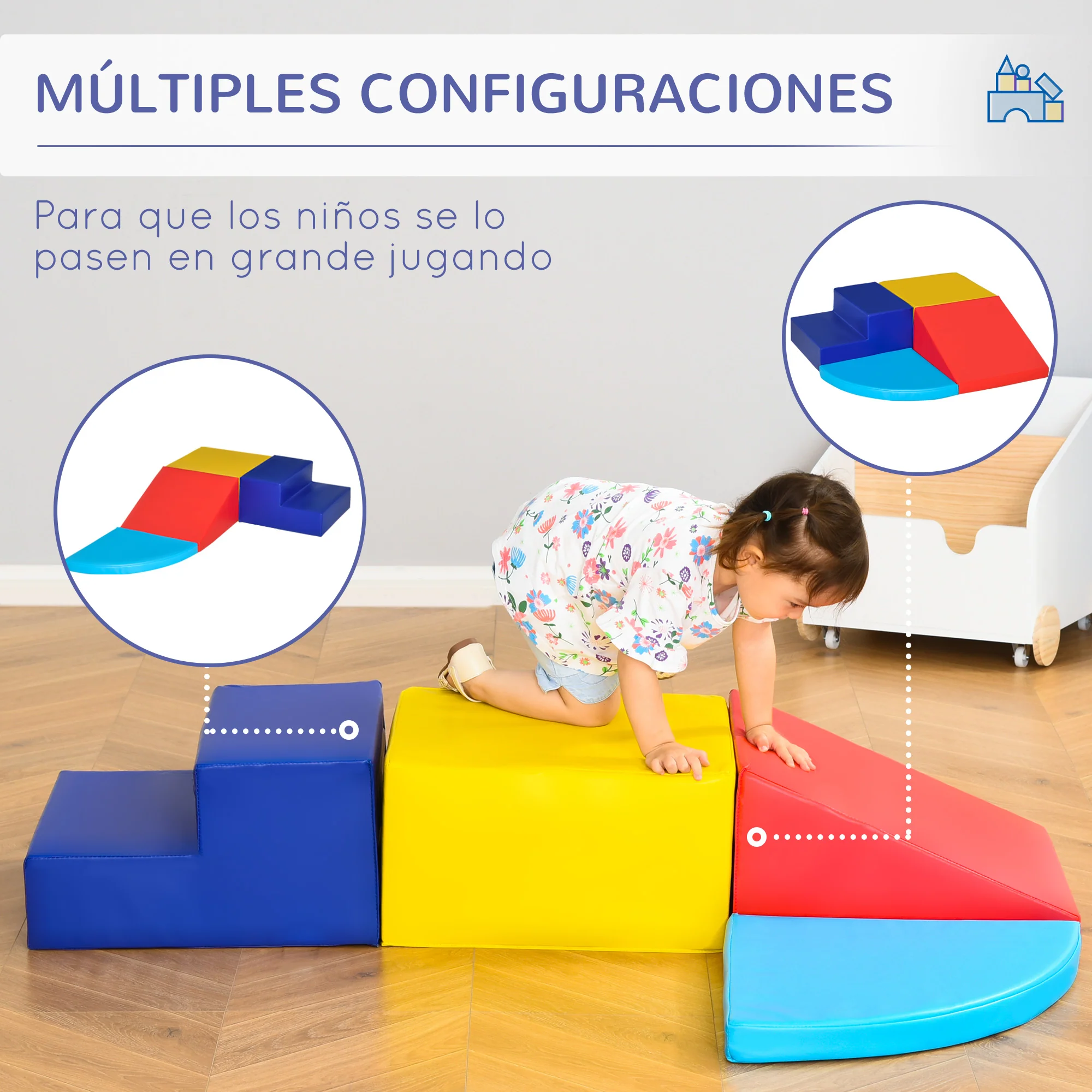 Homcom Juego De 4 Bloques Psicomotricidad Para Niños Multicolor - Image 6