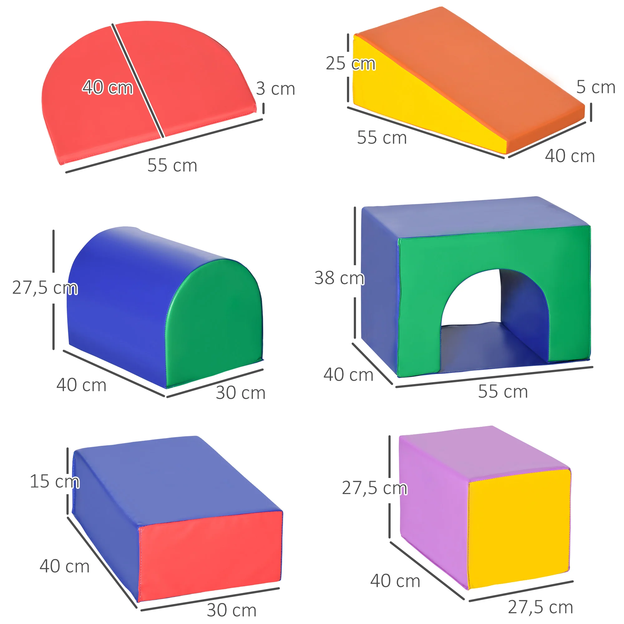 Homcom Juego De 7 Bloques Psicomotricidad Para Niños Multicolor - Image 3