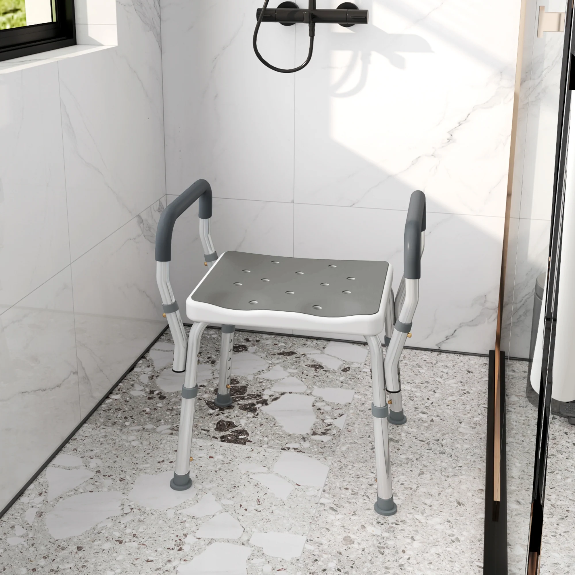 Homcom Taburete De Ducha Con Altura Regulable Antideslizante Carga 150 Kg - Image 5