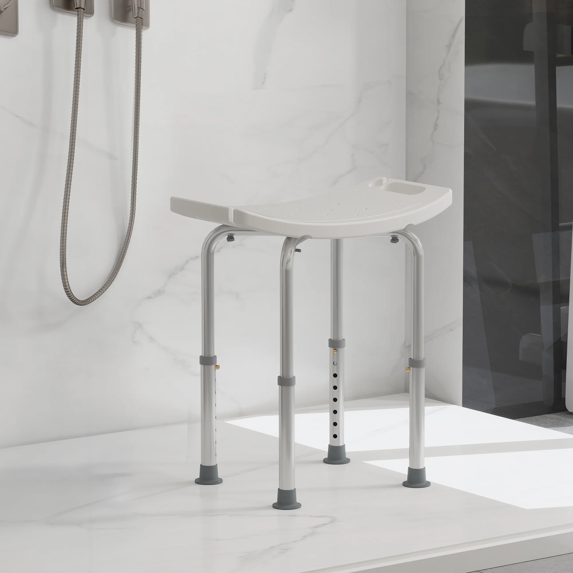 Homcom Taburete De Ducha Silla Baño Altura Regulable Patas Antideslizantes - Image 2