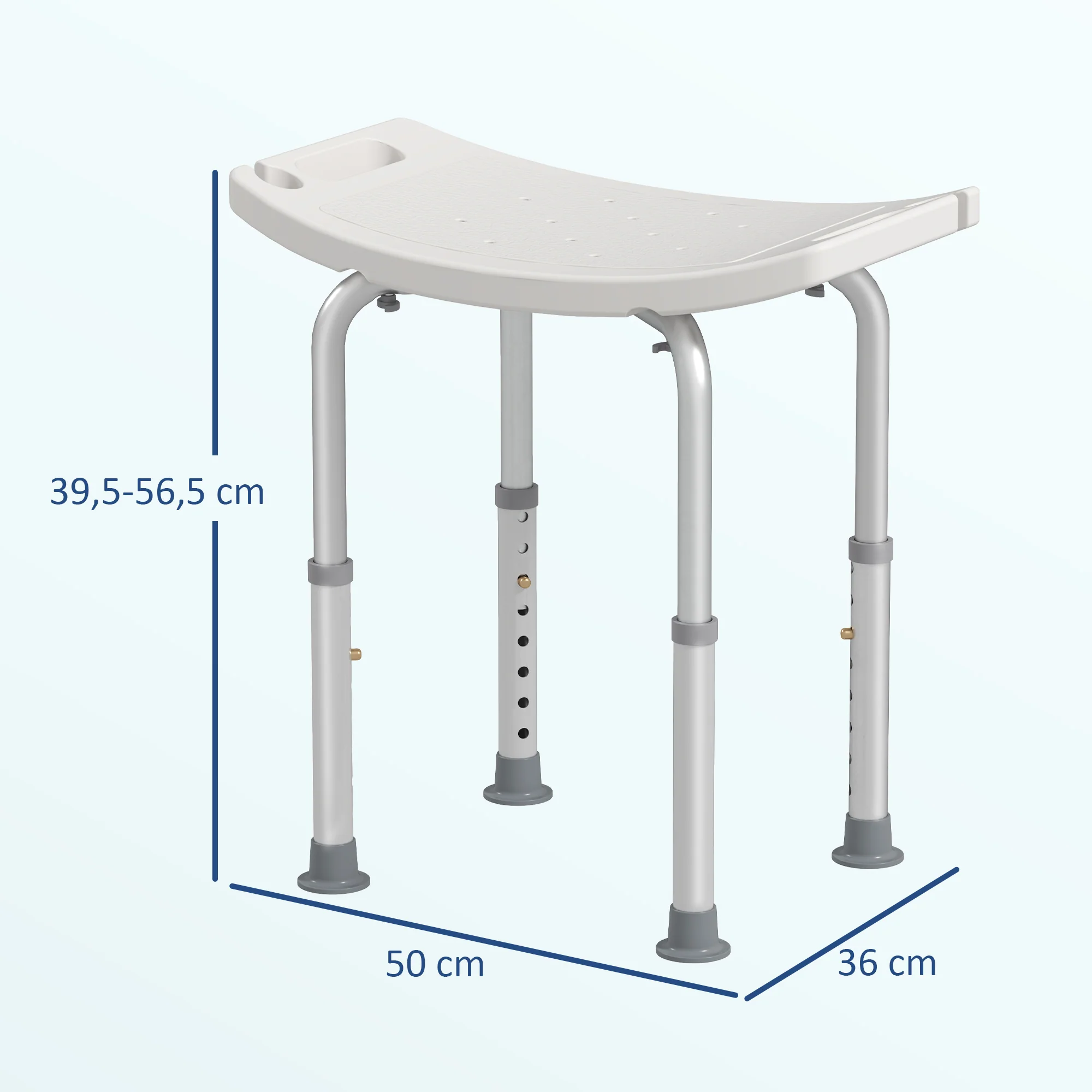 Homcom Taburete De Ducha Silla Baño Altura Regulable Patas Antideslizantes - Image 3