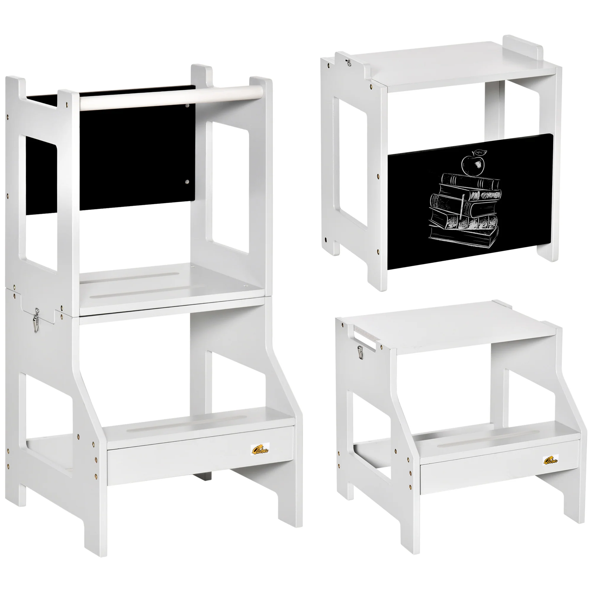 Homcom Torre De Aprendizaje 2 En 1 Con Pizarra 42x44x86 Cm Gris
