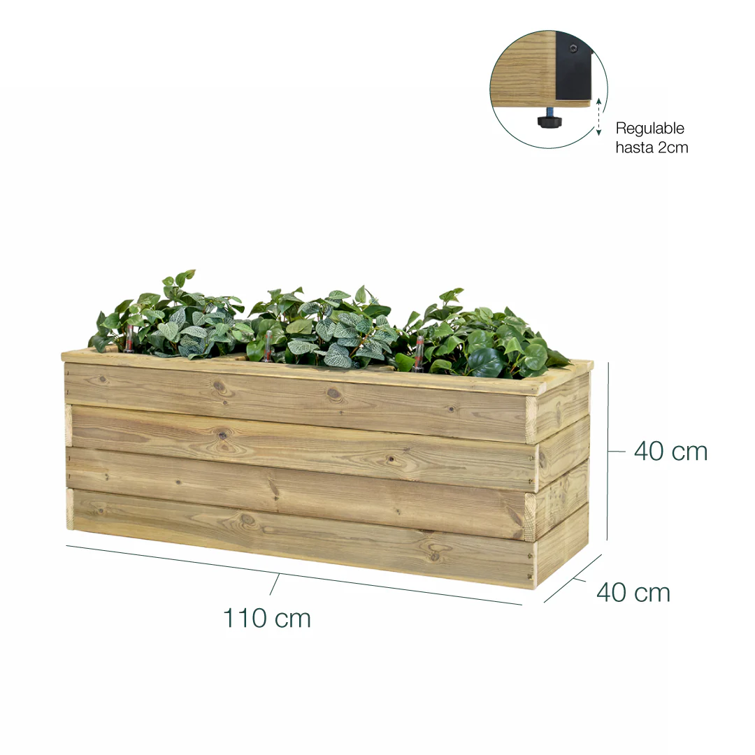 Jardinera Con Autorriego De Madera Nidum Basic Interior Y Exterior Hortalia 110x40x40 Cm - Image 6