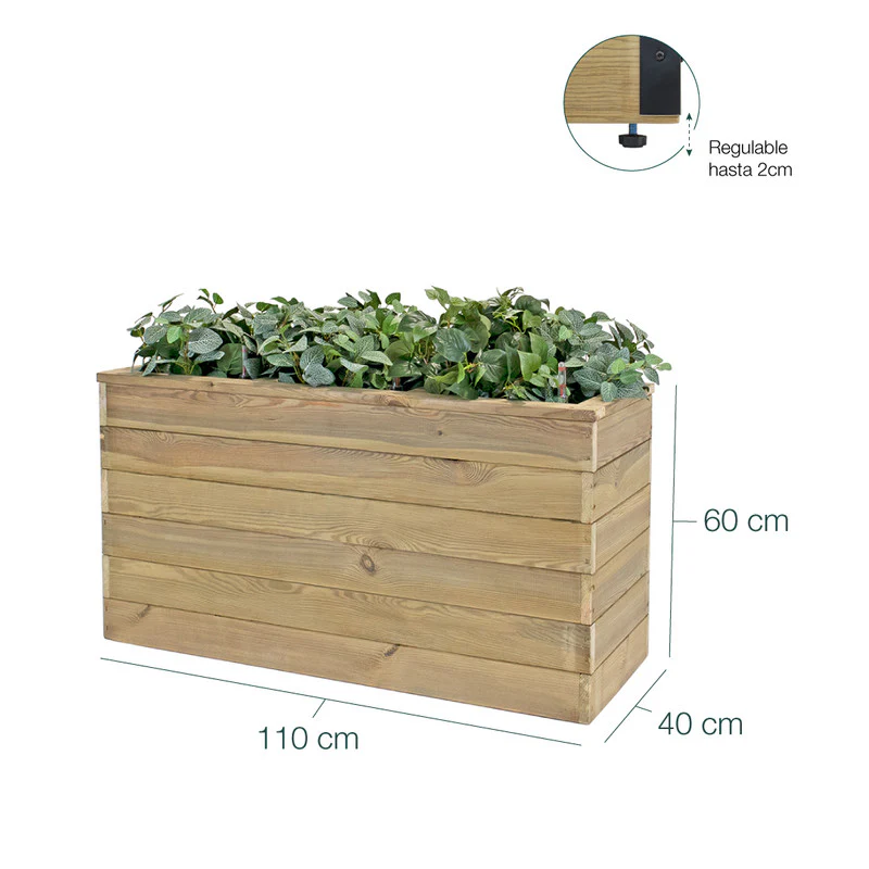 Jardinera Con Autorriego De Madera Nidum Basic Interior Y Exterior Hortalia 110x40x60 Cm - Image 6