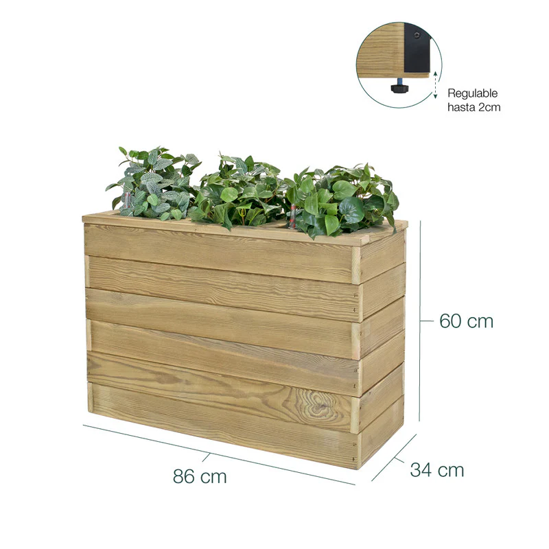 Jardinera Con Autorriego De Madera Nidum Basic Interior Y Exterior Hortalia 86x34x60 Cm - Image 6