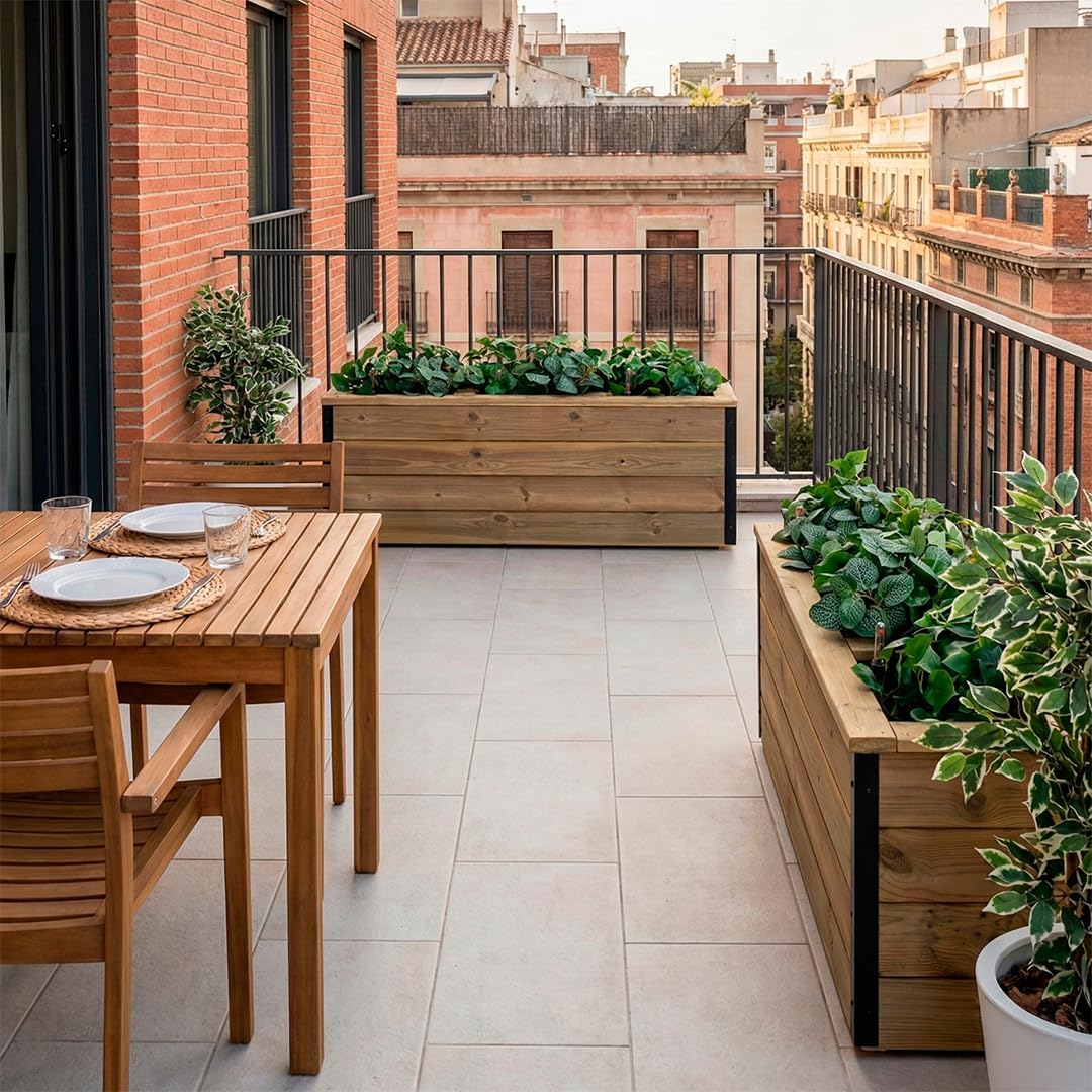 Jardinera Con Autorriego De Madera Nidum Interior Y Exterior Hortalia 110x40x40 Cm - Image 2