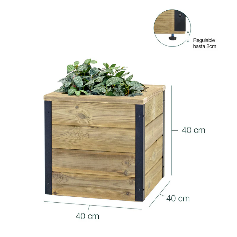 Jardinera Con Autorriego De Madera Nidum Interior Y Exterior Hortalia 40x40x40 Cm - Image 6