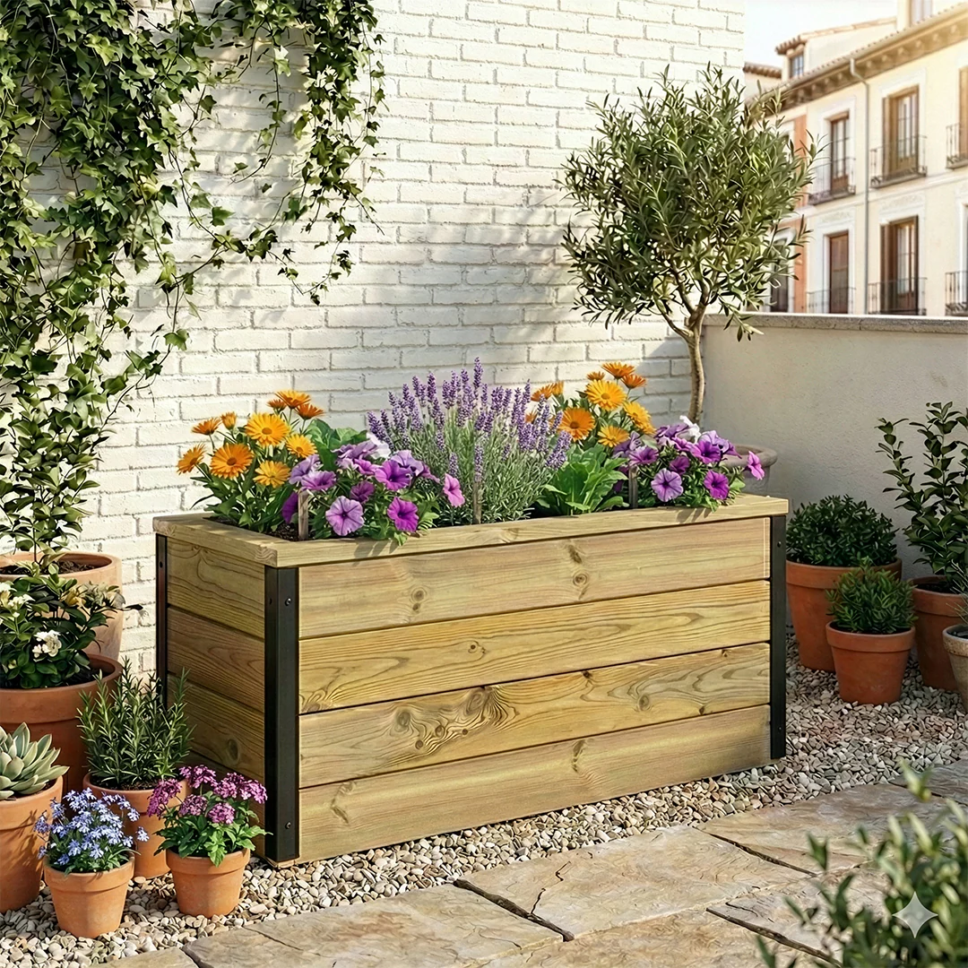 Jardinera Con Autorriego De Madera Nidum Interior Y Exterior Hortalia 86x34x40 Cm - Image 2