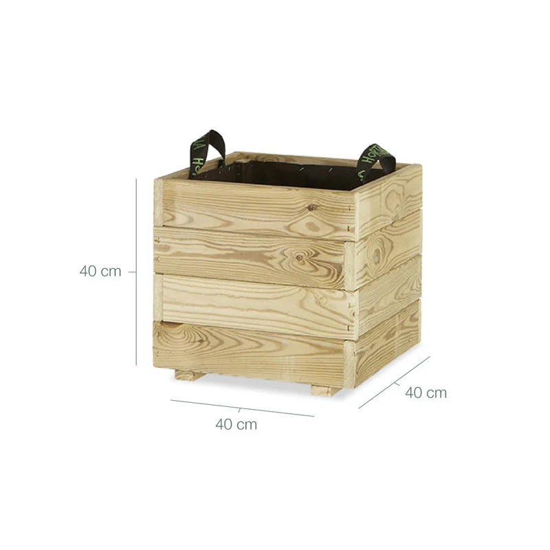 Jardinera Cuadrada De Madera Tratada Para Exterior Pun Hortalia 40x40x40 Cm - Image 6