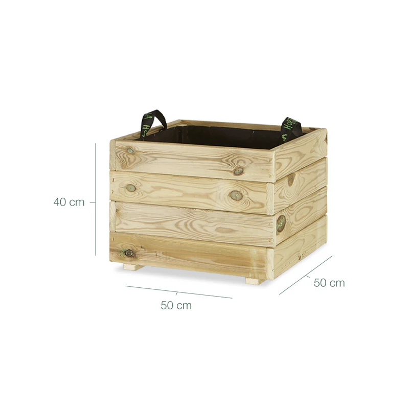 Jardinera Cuadrada De Madera Tratada Para Exterior Pun Hortalia 50x50x40 Cm - Image 5