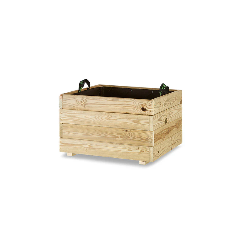 Jardinera Cuadrada De Madera Tratada Para Exterior Pun Hortalia 60x60x40 Cm