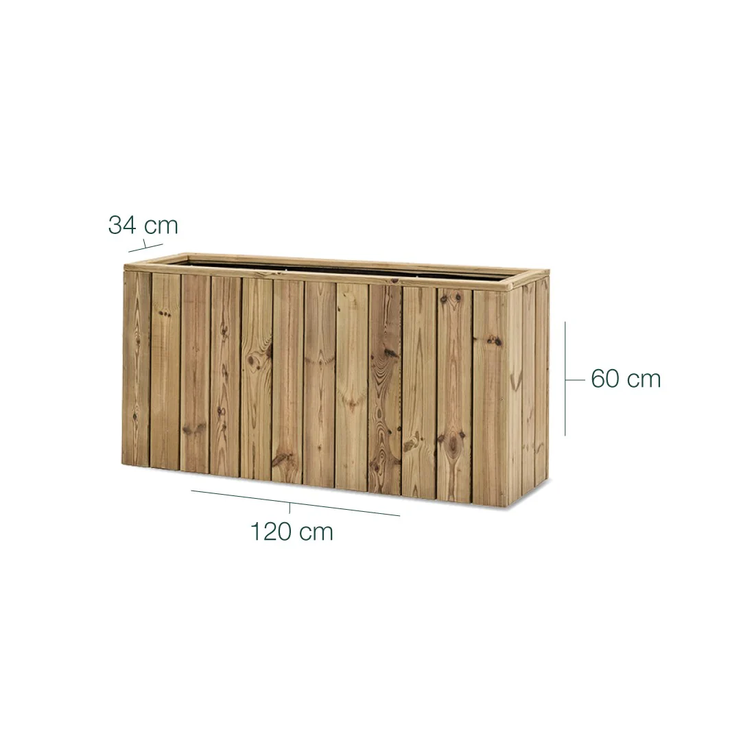 Jardinera De Madera Para Exterior Atrium Hortalia 120x34x60 Cm - Image 6