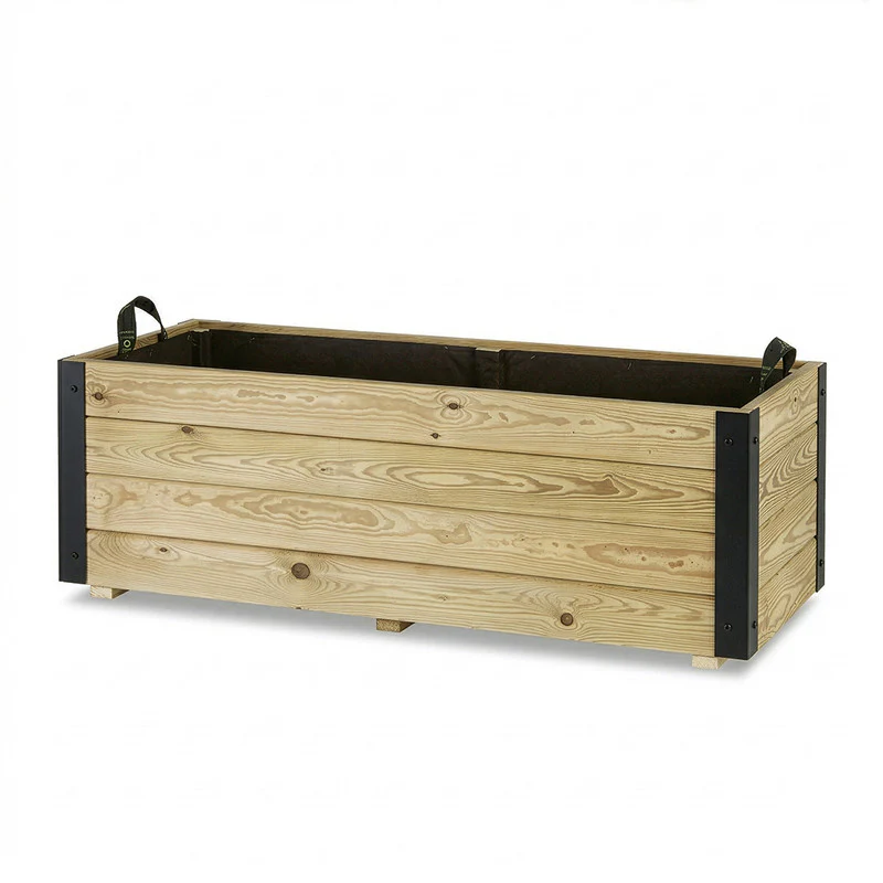 Jardinera Exterior De Madera Con Refuerzo De Aluminio Ghio Al Hortalia 110x45x40 Cm - Image 4