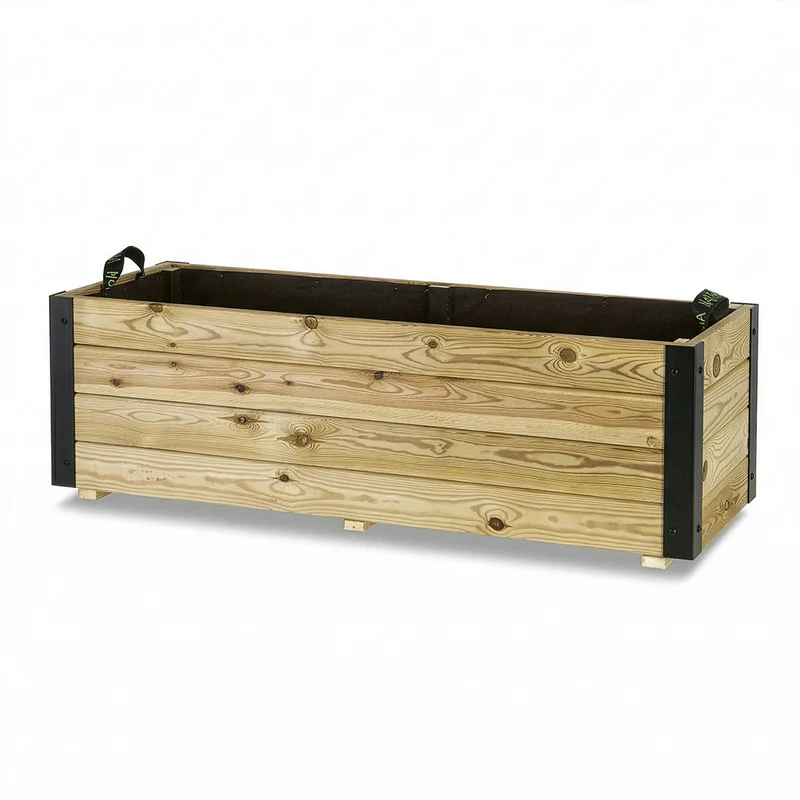 Jardinera Exterior De Madera Con Refuerzo De Aluminio Ghio Al Hortalia 120x45x40 Cm - Image 4