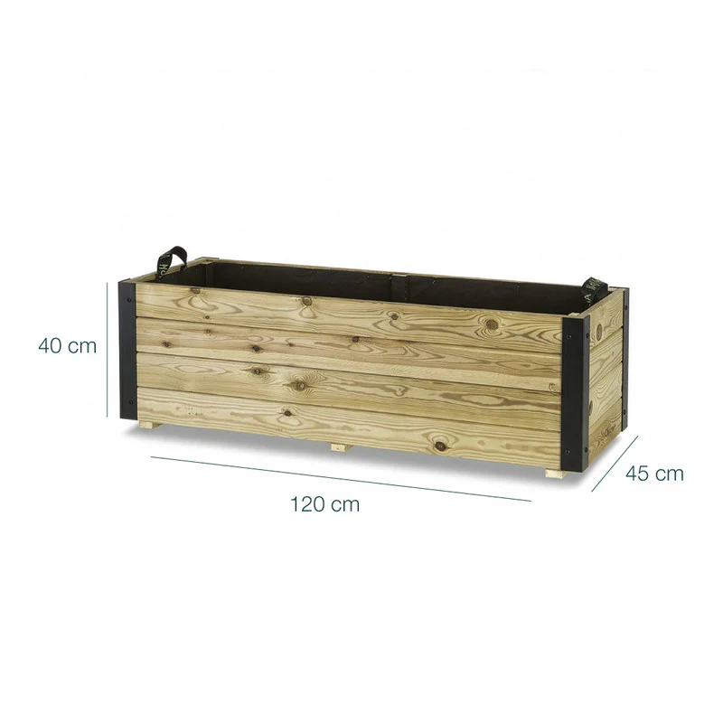 Jardinera Exterior De Madera Con Refuerzo De Aluminio Ghio Al Hortalia 120x45x40 Cm - Image 6
