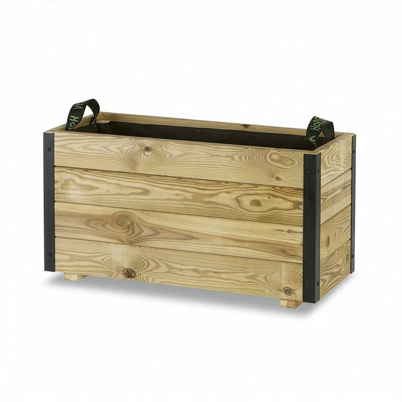 Jardinera Exterior De Madera Con Refuerzo De Aluminio Ghio Al Hortalia 70x30x40 Cm - Image 4