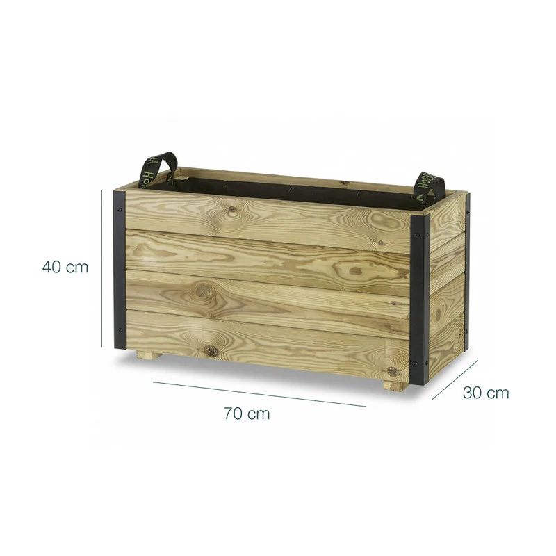 Jardinera Exterior De Madera Con Refuerzo De Aluminio Ghio Al Hortalia 70x30x40 Cm - Image 6