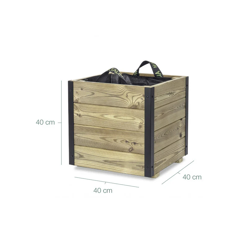 Jardinera Exterior De Madera Con Refuerzo De Aluminio Pun Al Hortalia 40x40x40 Cm - Image 6