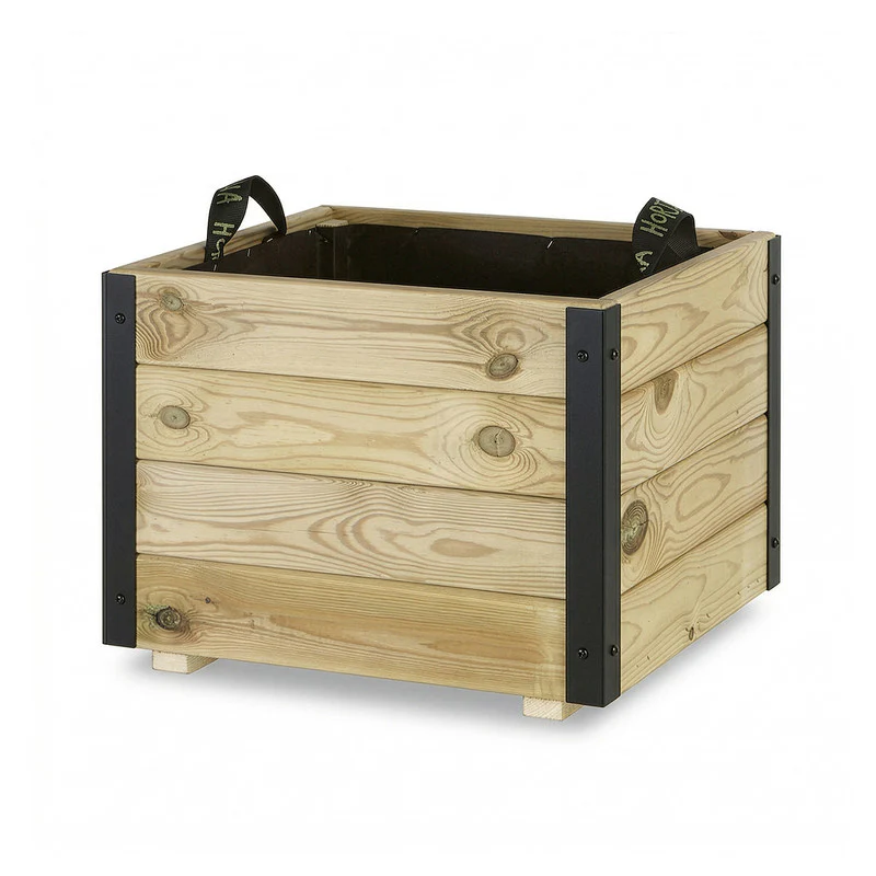Jardinera Exterior De Madera Con Refuerzo De Aluminio Pun Al Hortalia 50x50x40 Cm - Image 5