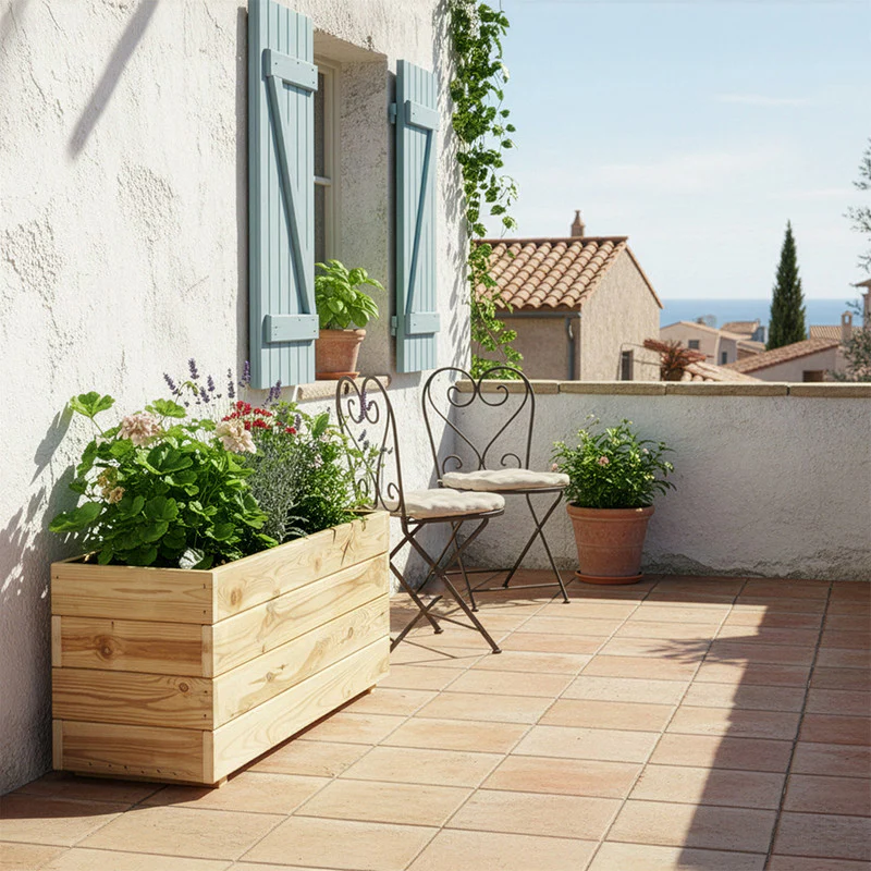 Jardinera Rectangular De Madera Tratada Para Exterior Ghio Hortalia 90x30x40 Cm - Image 2