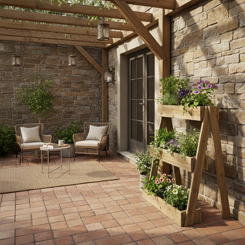 Jardinera Vertical Madera Tratada Exterior Stand Line Island 3B Hortalia - Image 2