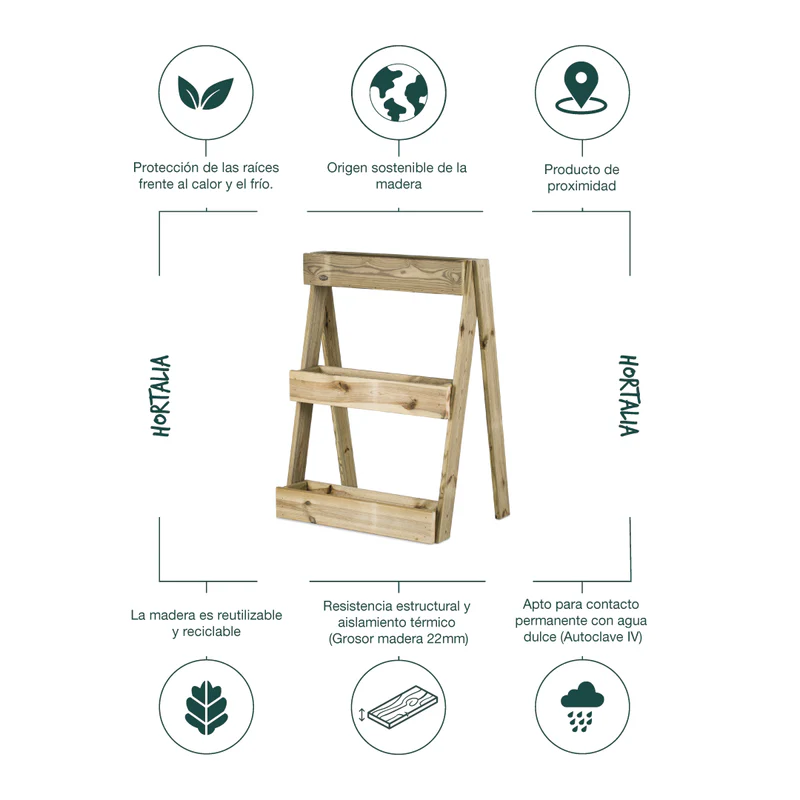 Jardinera Vertical Madera Tratada Exterior Stand Line Island 3B Hortalia - Image 5