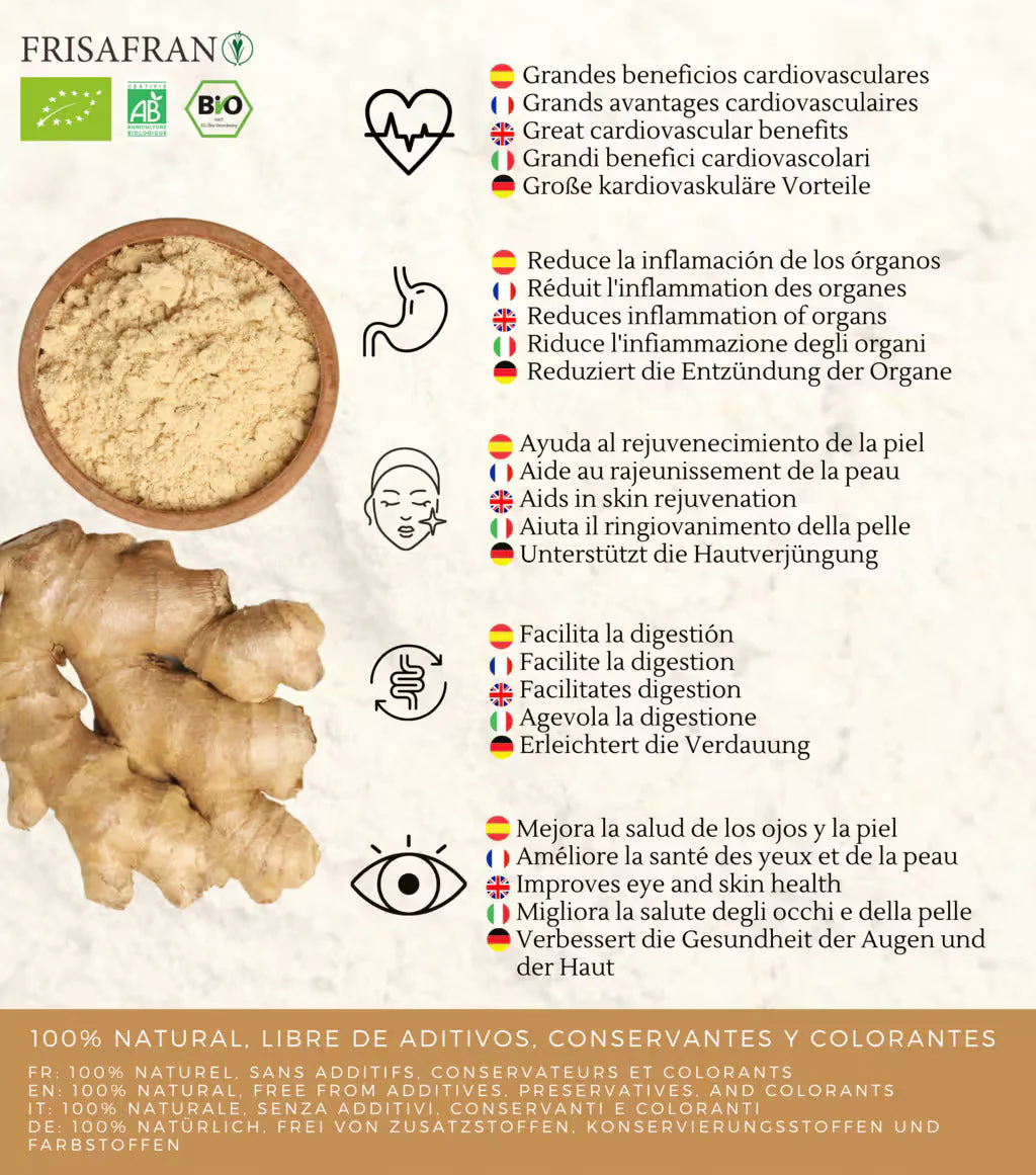 Jengibre En Polvo Ecológico | Calidad | Frisafran 500 G - Image 4