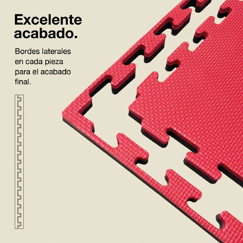 Jowy Tatami Puzzle 2cm 100x100cm, Pack 4 Unidades – Superficie T Negro/rojo - Image 3