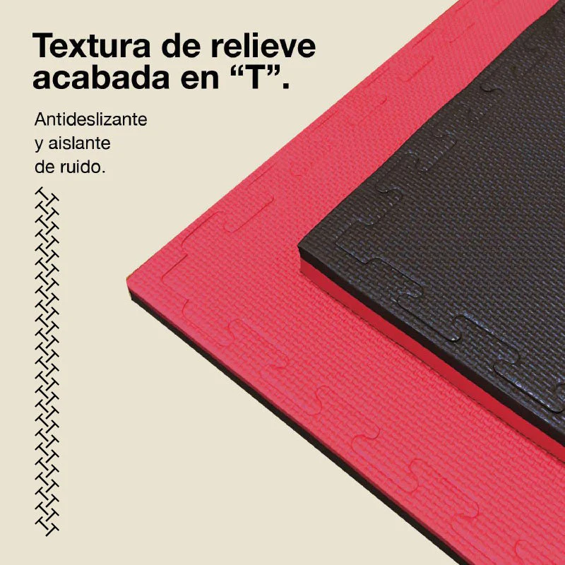 Jowy Tatami Puzzle 2cm 100x100cm, Pack 4 Unidades – Superficie T Negro/rojo - Image 4