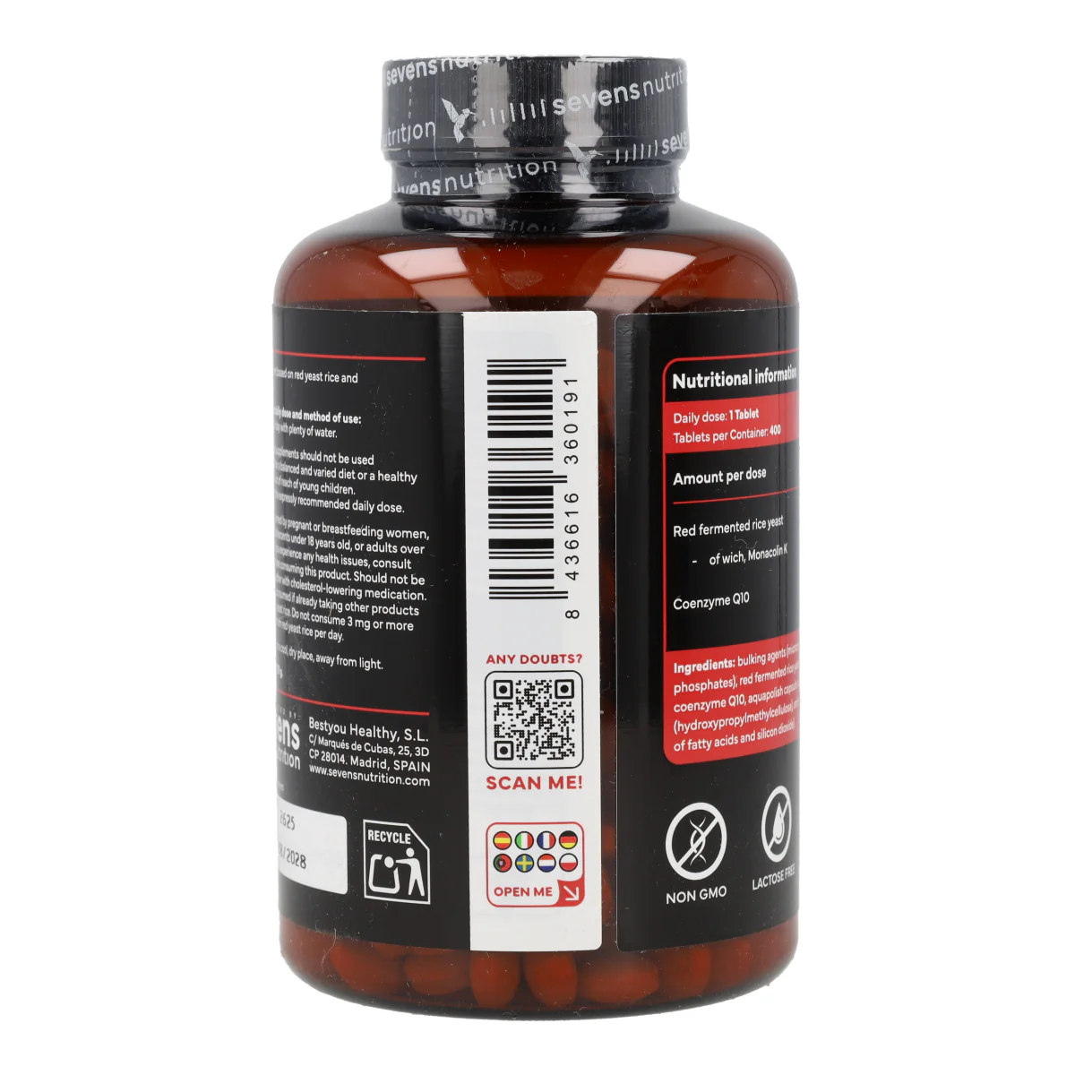 Levadura de Arroz Rojo con Monacolina K y CoQ10 Sevens Nutrition 400 cápsulas - Image 8