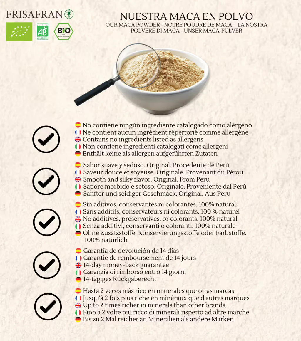 Maca Gelatinizada En Polvo Ecológica | Calidad | Frisafran 500 G - Image 5