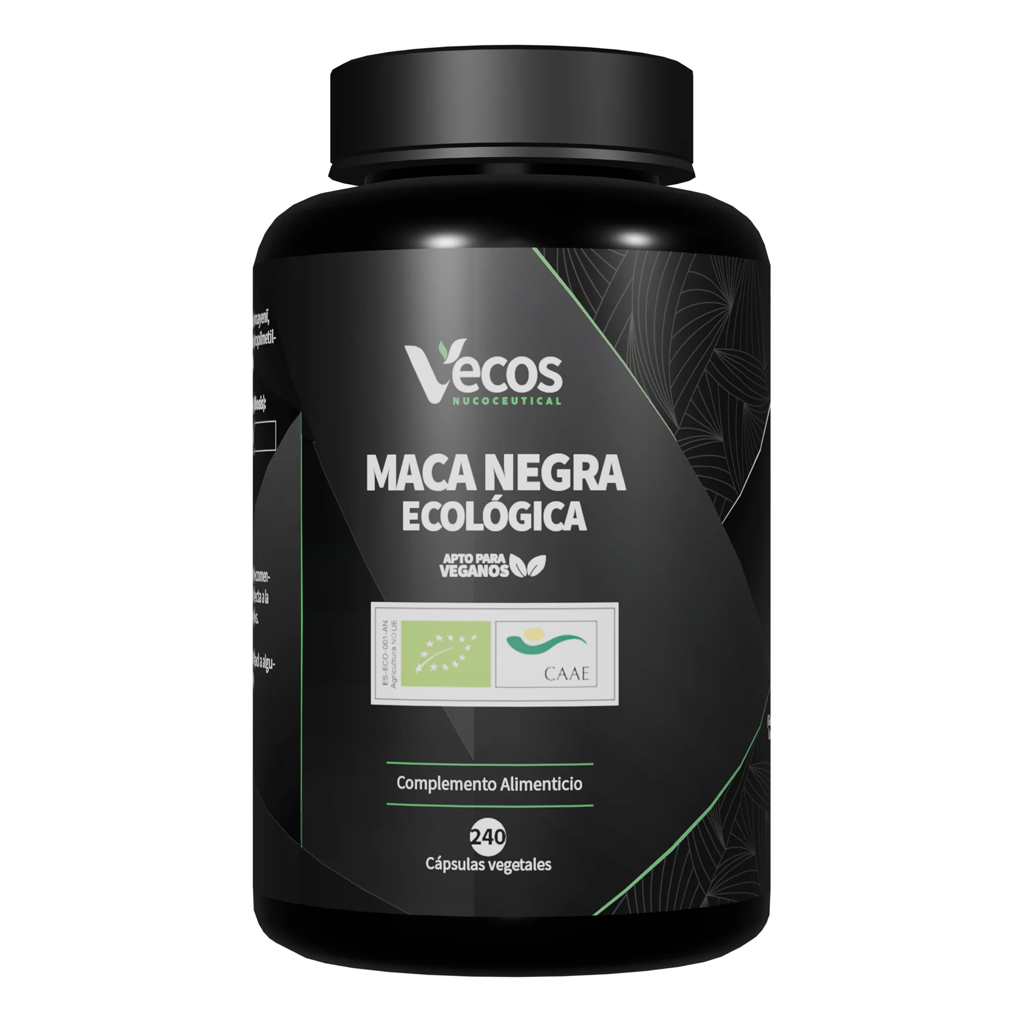 Maca Negra Ecológica 2250 Mg Vecos 240 Cápsulas | Energía, Resistencia Y Vitalidad Sexual | Raíz Andina 100% Ecológica