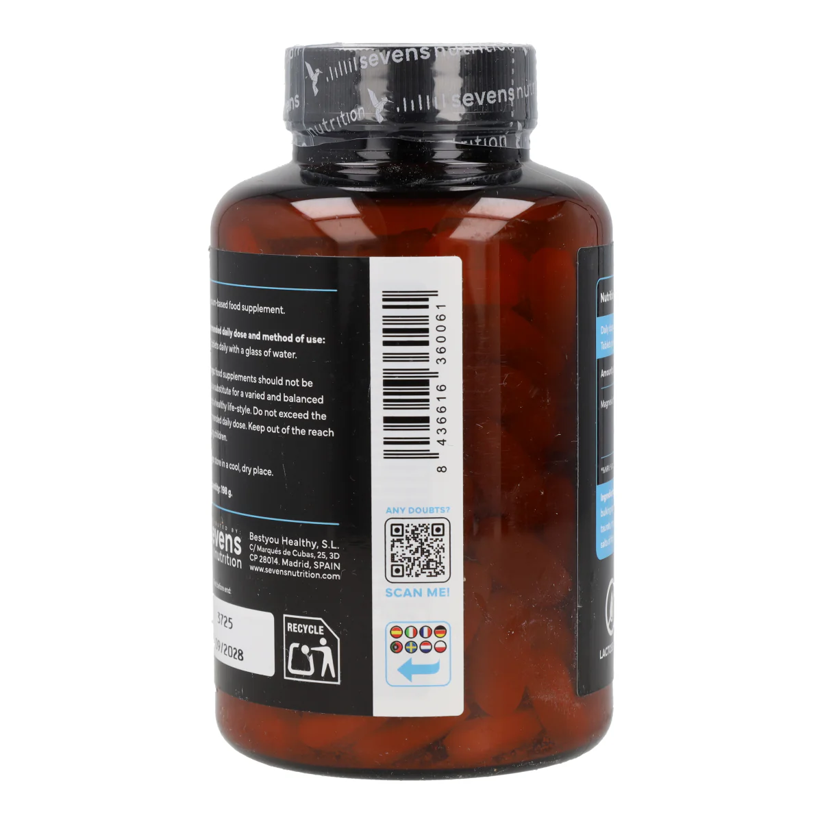 Magnesio Complex Bisglicinato Citrato Taurato y Malato Sevens Nutrition 180 cápsulas - Image 8