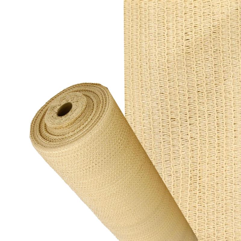 Malla Sombreo Rollo 4 X 50 Metros, Reduce Radiación, Protección Jardín Y Terraza, Regula Temperatura, Color Beige