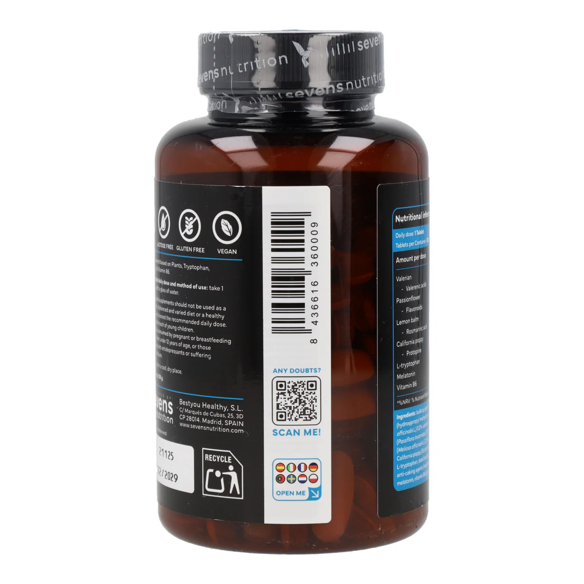 Melatonina con Triptófano Sevens Nutrition 120 cápsulas - Image 8
