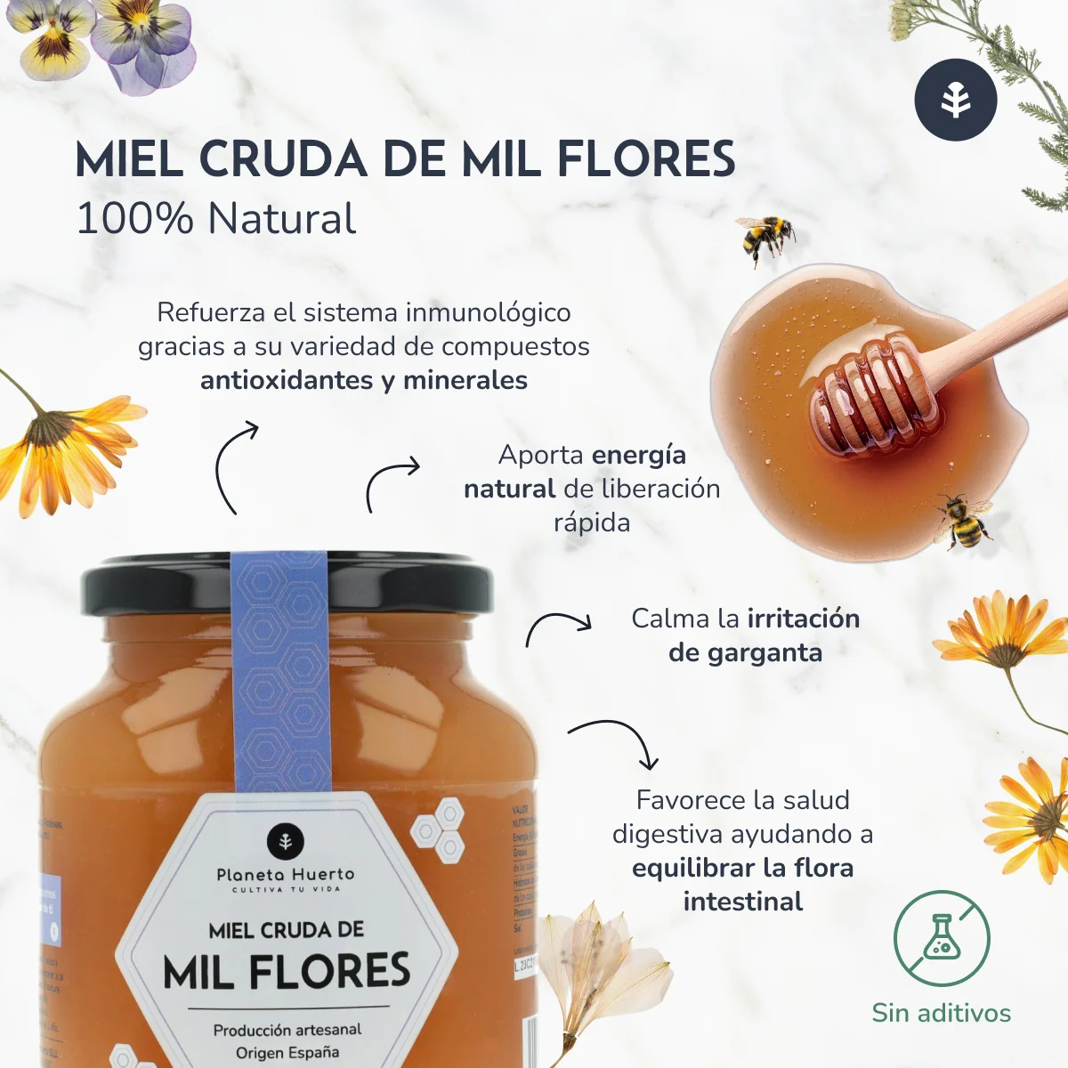 Miel Cruda de Mil Flores Planeta Huerto 1 Kg - Image 5