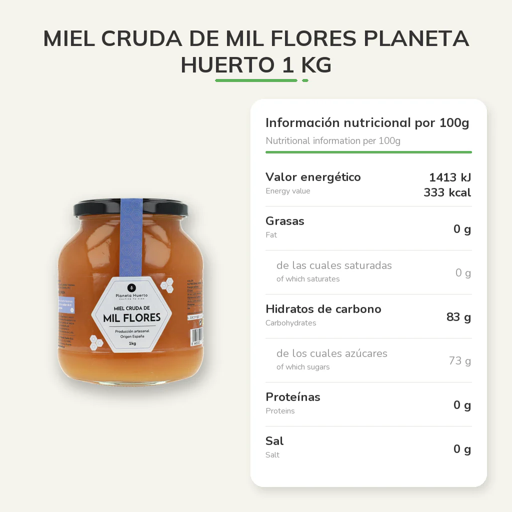 Miel Cruda de Mil Flores Planeta Huerto 1 Kg - Image 8