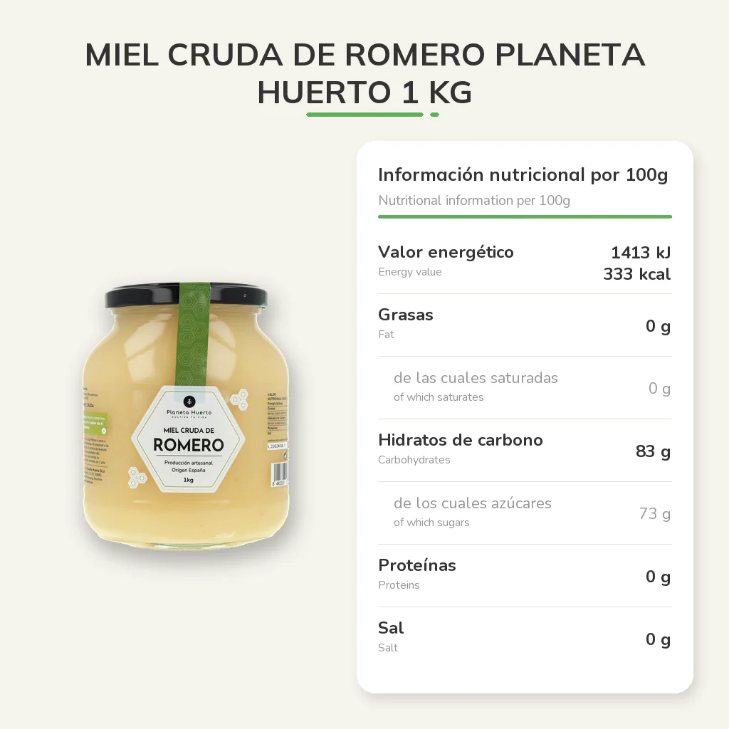 Miel Cruda de Romero Planeta Huerto 1 Kg - Image 7