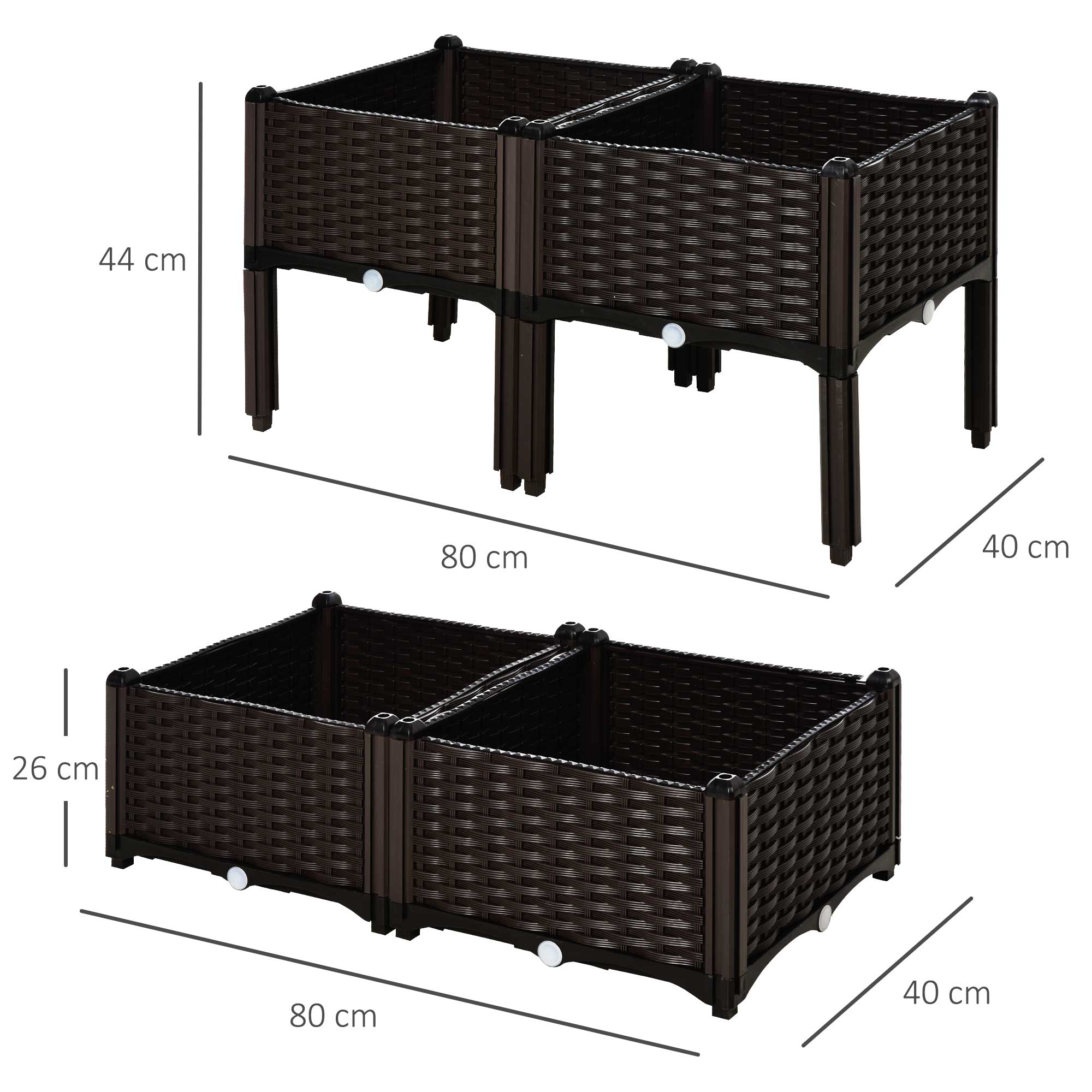 Outsunny 4 Jardineras De Exterior Combinación Libre 40x40x26/44 Cm Marrón - Image 3