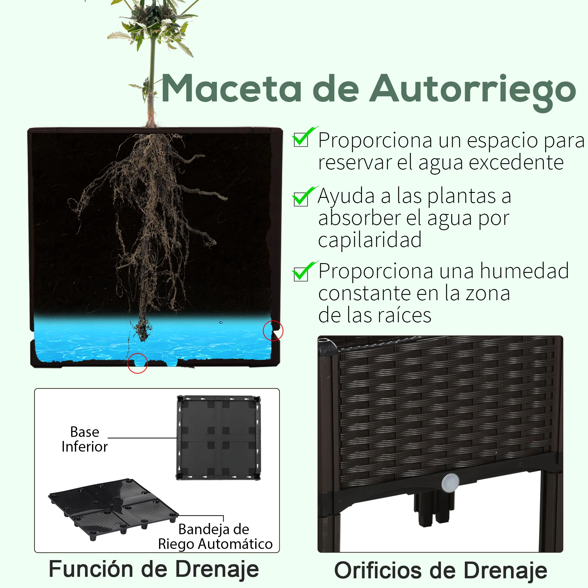 Outsunny 4 Jardineras De Exterior Combinación Libre 40x40x26/44 Cm Marrón - Image 6